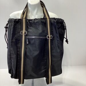 Heartlove By Charo Black Tote Bag with Striped Straps Heart Love Backpack